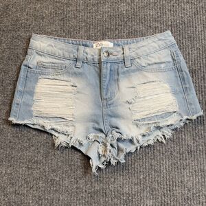 Cello Distressed Jean Shorts Women Size Small Cut-Off Light Wash Denim Cotton